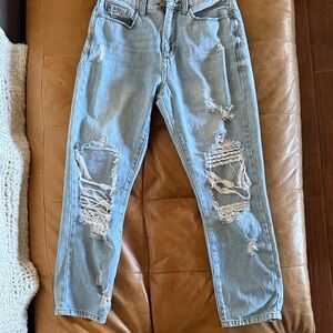 Trendy Ripped Light Blue Boyfriend Jeans